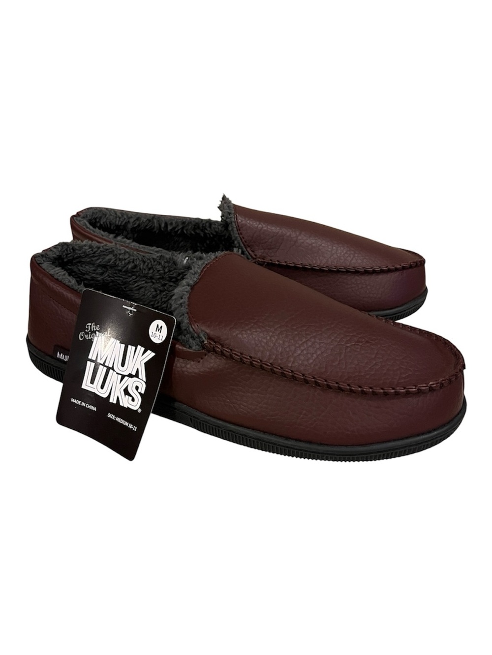 Muk Luks Men’s Brown Slip-On Moccasins Slippers Size M (10-11) House shoes